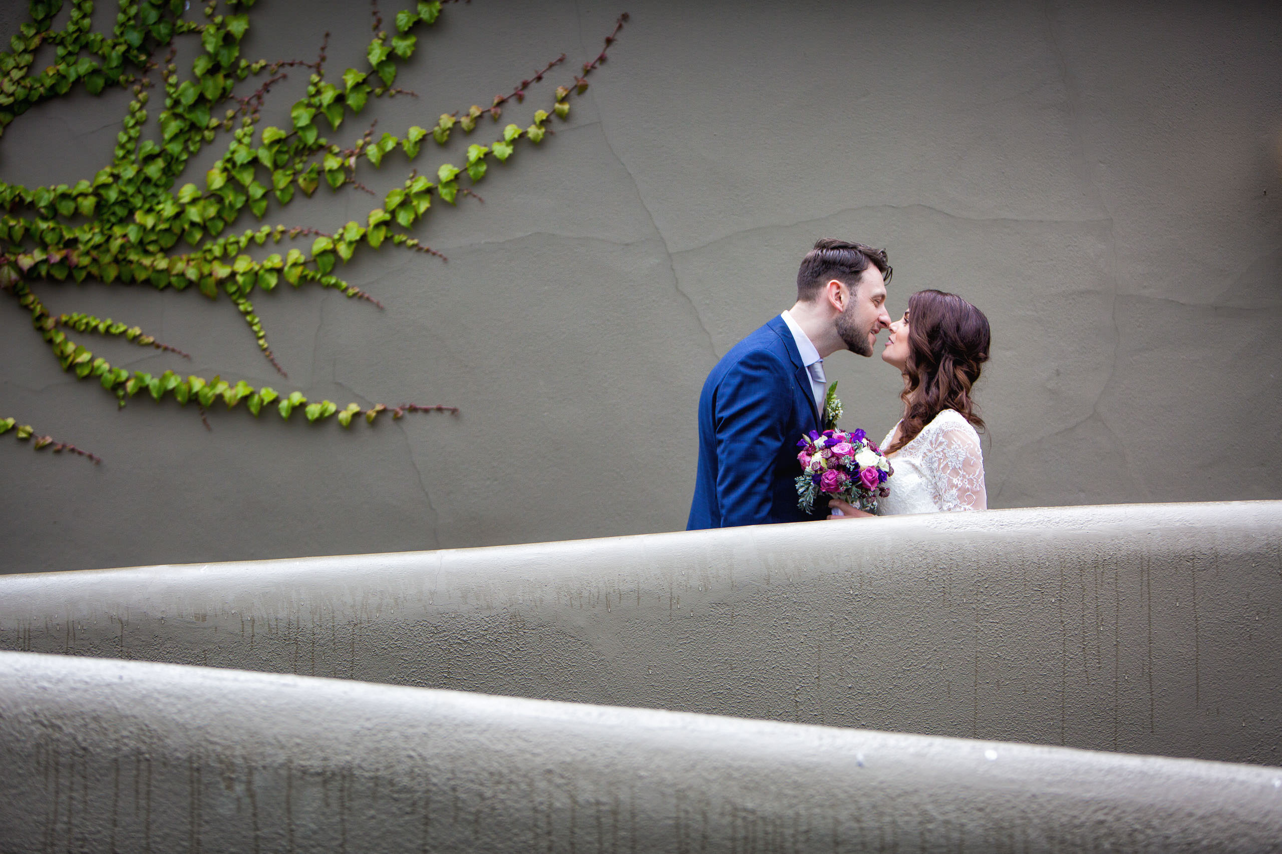 bride and groom kissing in barberstown castle
