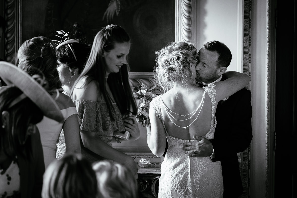 bride and groom kissing at their carton house wedding in Maynooth