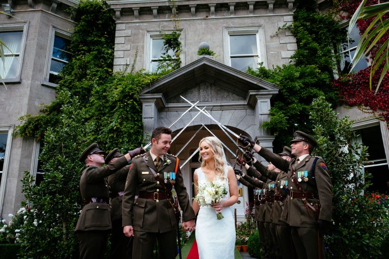 bride and groom outside tinakill country house wedding