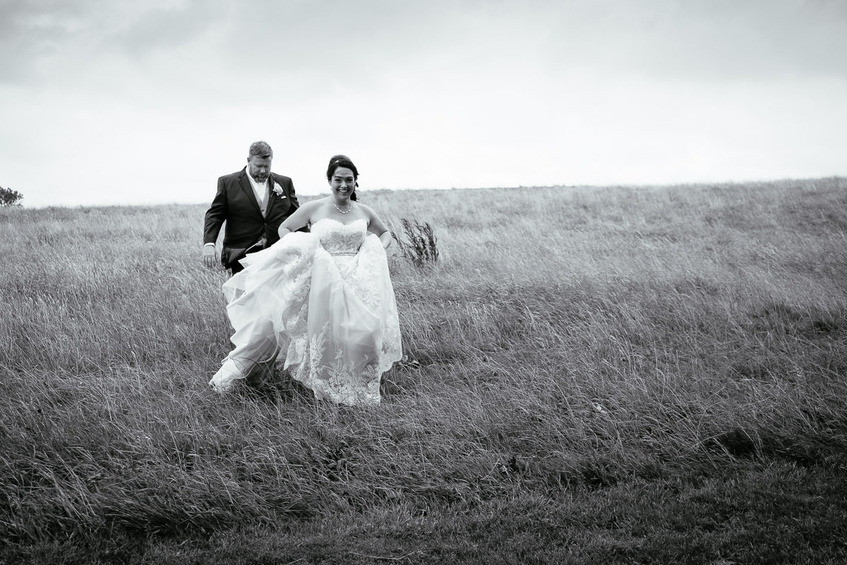 bride and groom walking at gleno abbey hotel wedding