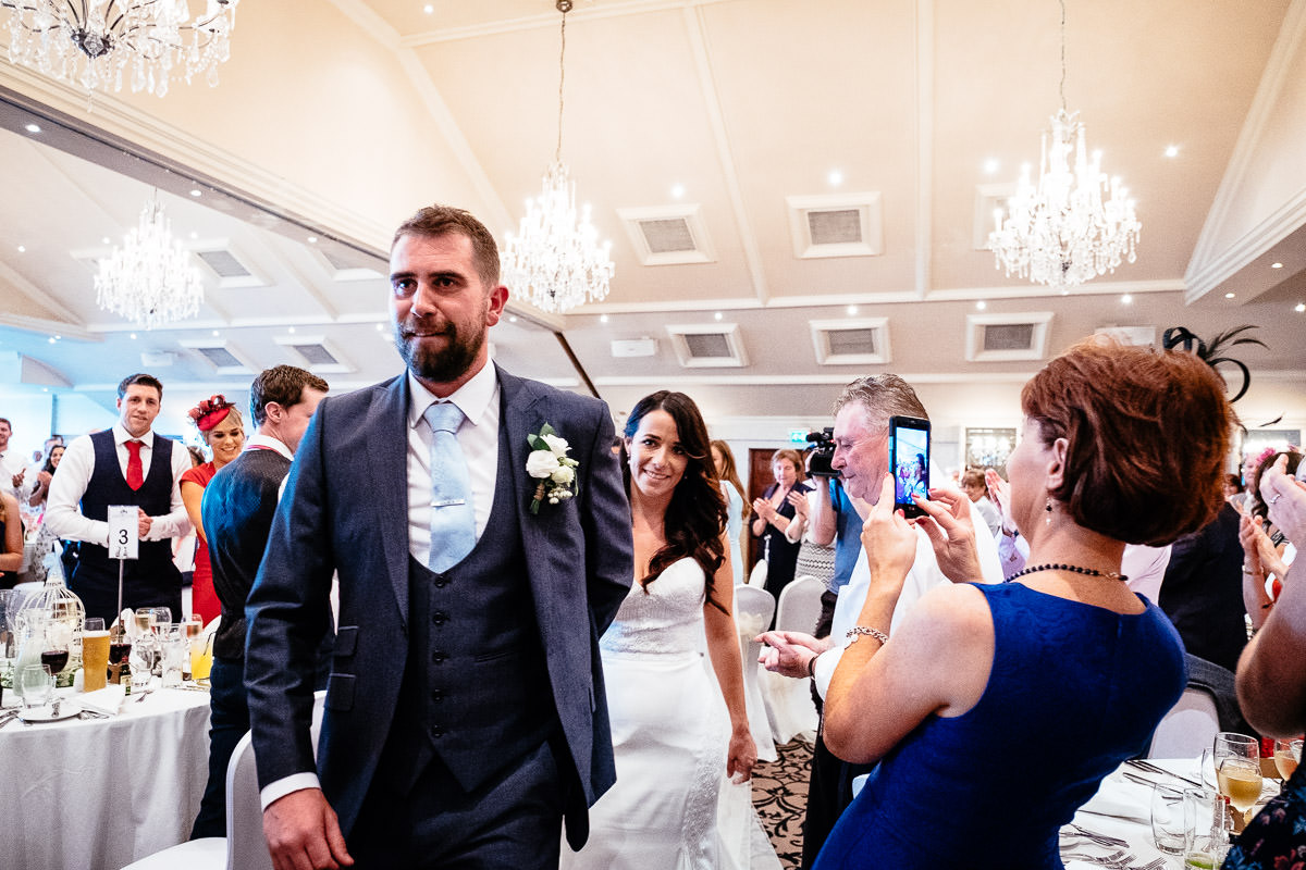 bride and groom entering for their meal at the ashtown park hotel