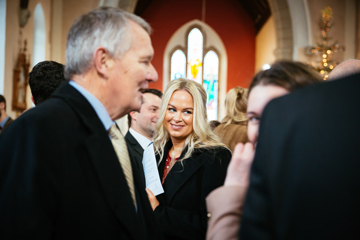 Winter Wedding in Rathsallagh House Wicklow 26 wedding guests in church