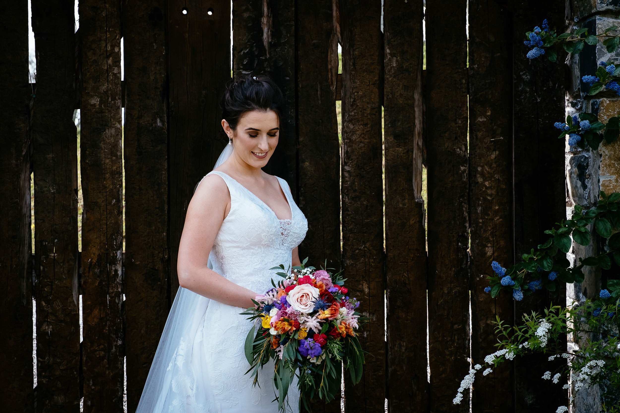 bride in her private garden at ballymagarvey village