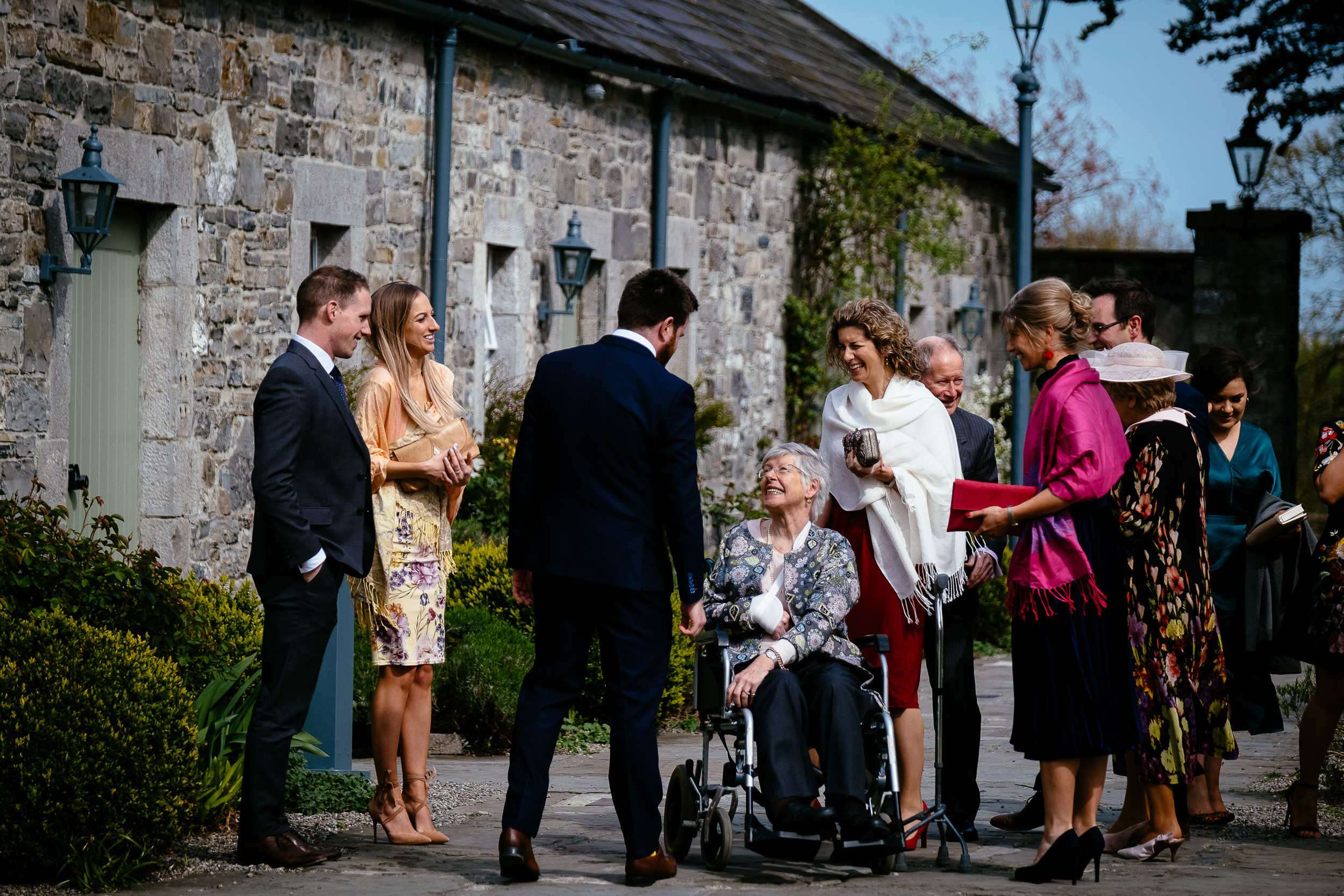 wedding guests chatting
