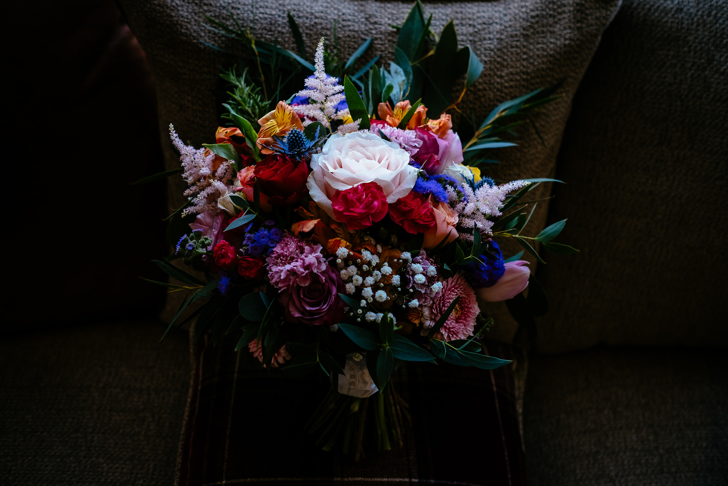 bride's bouquet on a chair