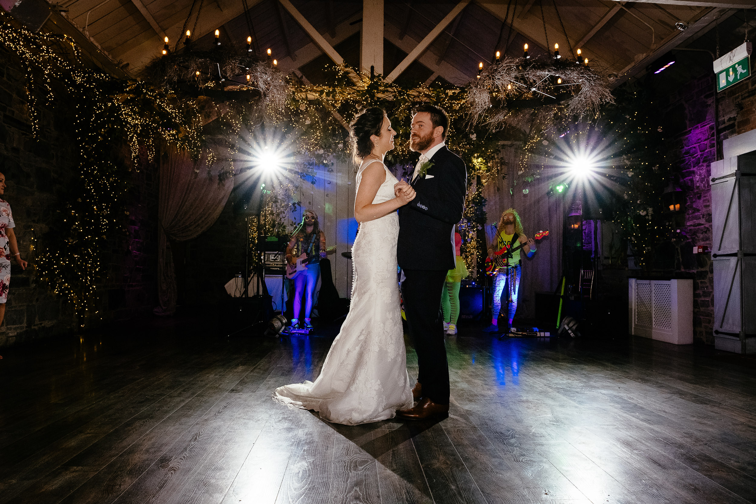 bride and groom first dance at Ballymagarvey village meath