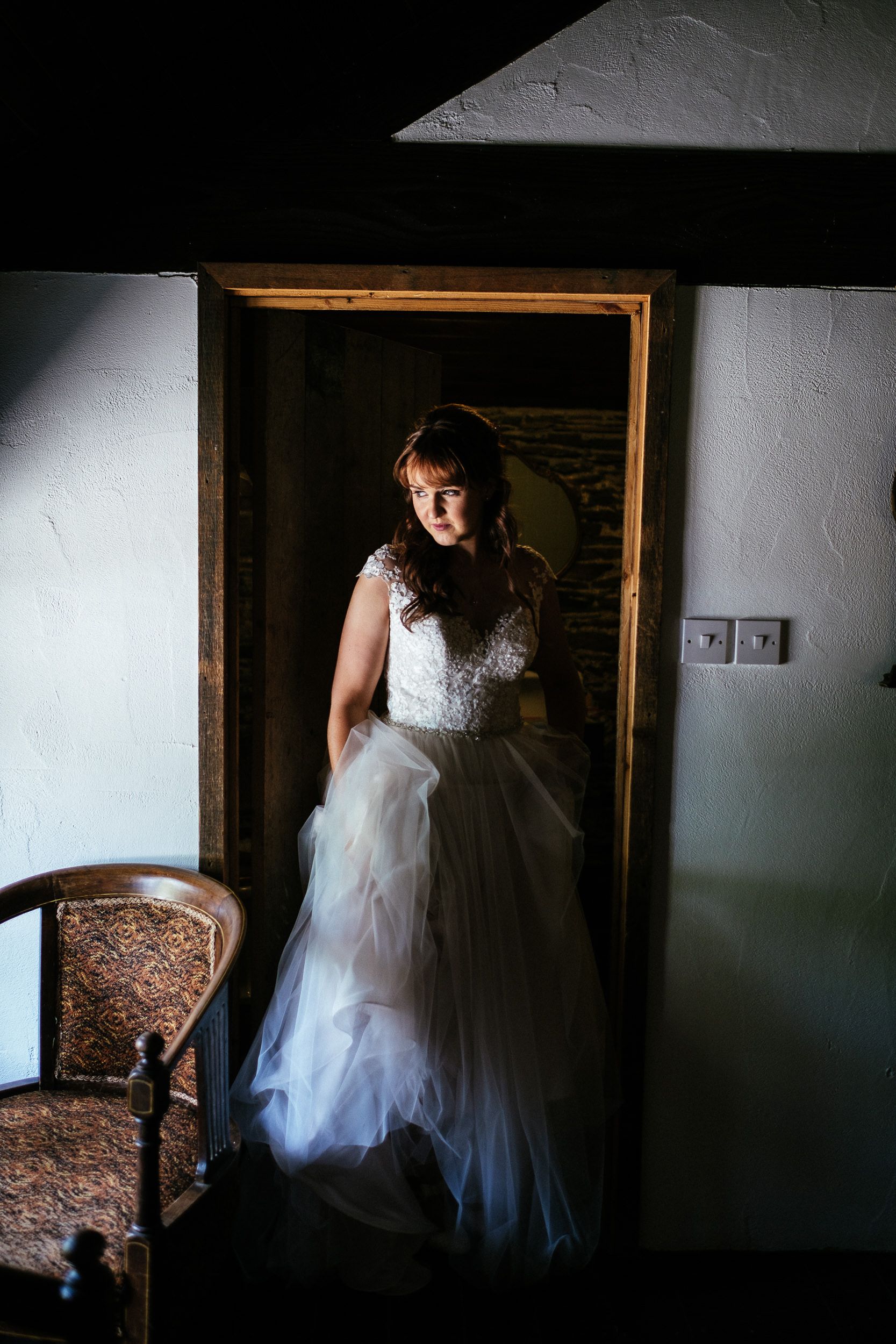 Gorgeous Summer Wedding At Ballybeg House Wicklow 50 bride coming out of room at ballybeg house