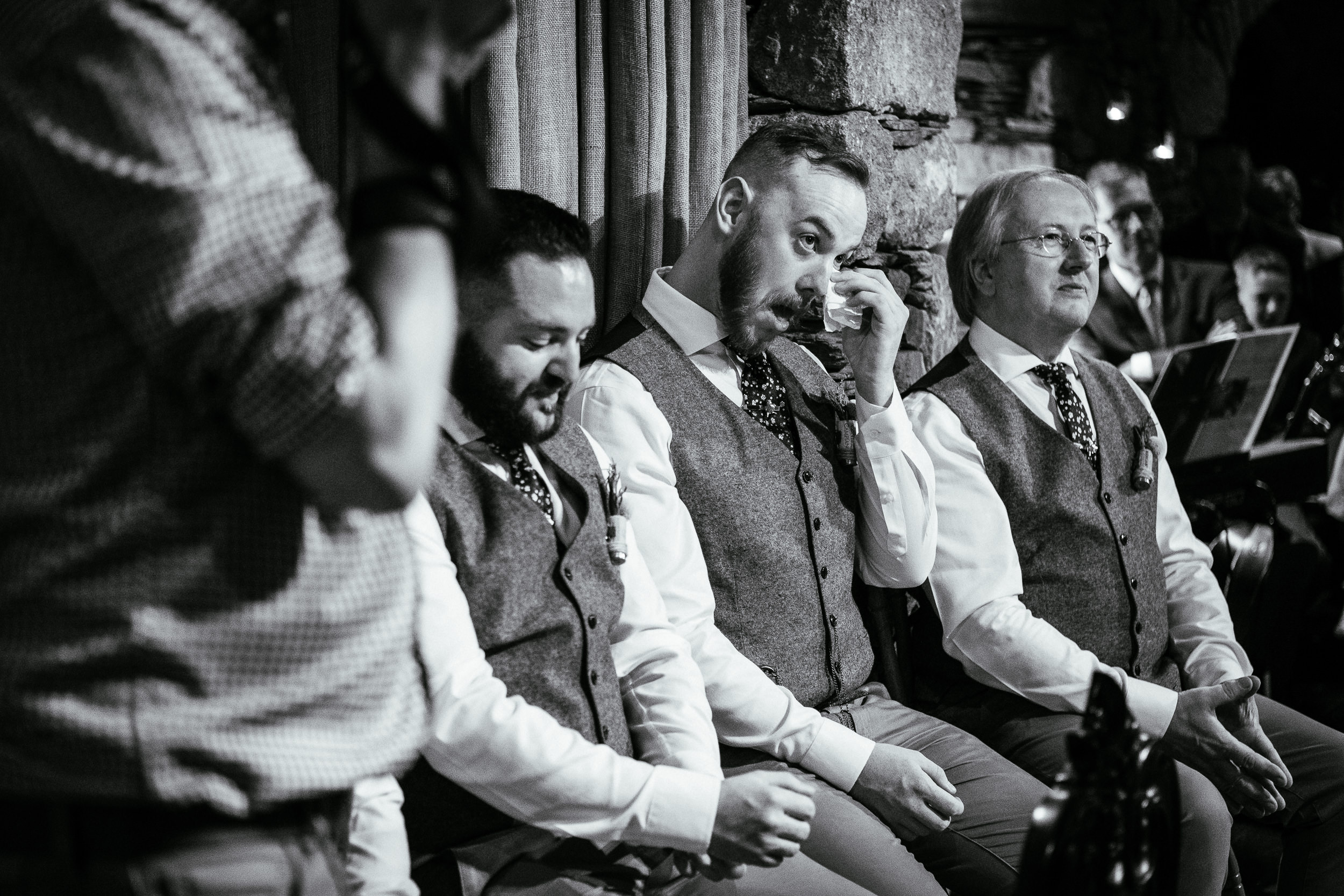 Gorgeous Summer Wedding At Ballybeg House Wicklow 65 groomsman crying during wedding ceremony at ballybeg house