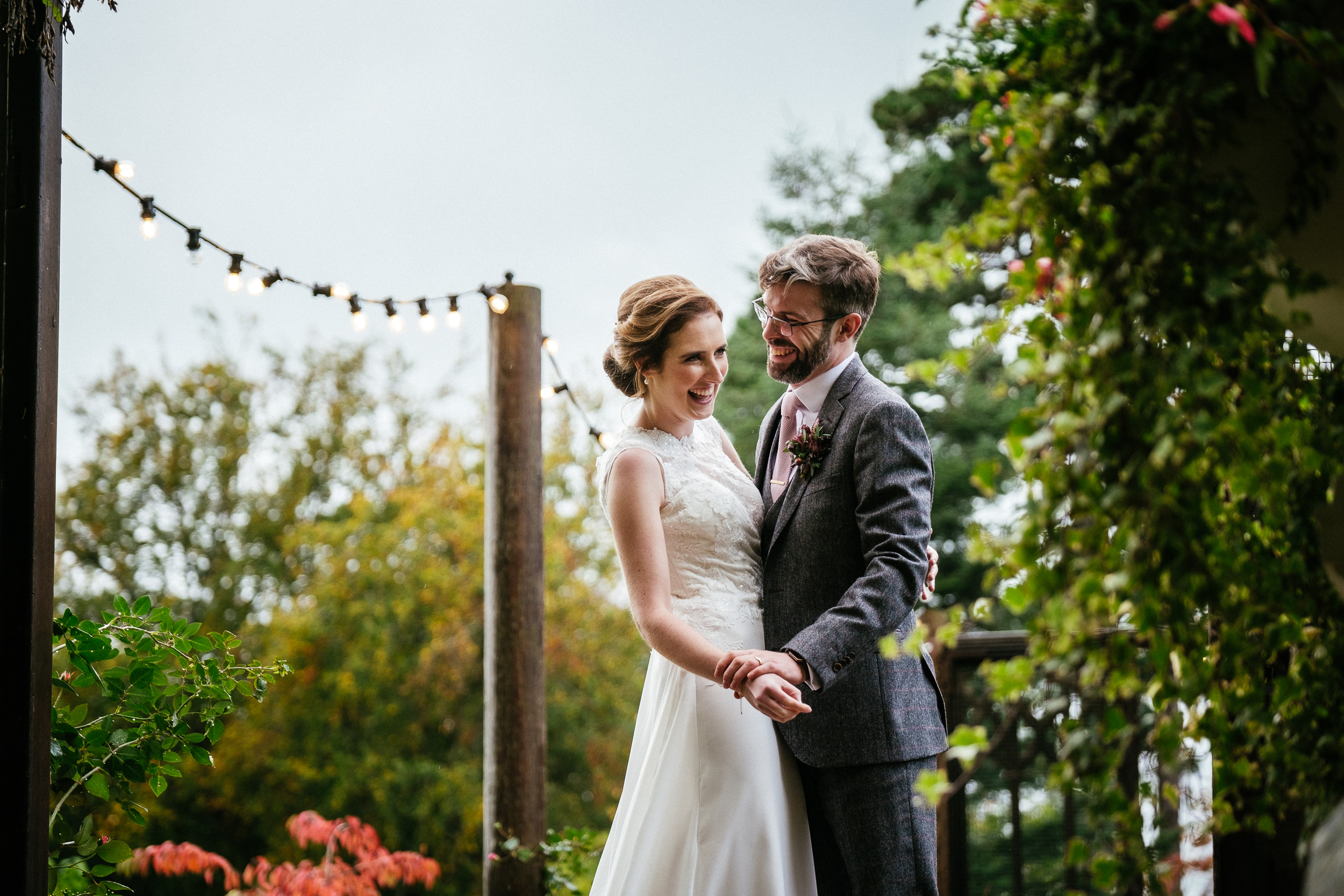 bride and groom laughing at their tinakilly house wedding