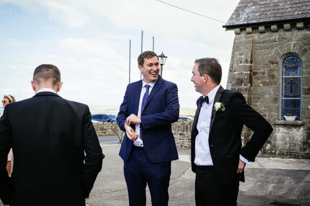 Guests outside Our Lady Star of the Sea Church, Quilty, Co. Clare