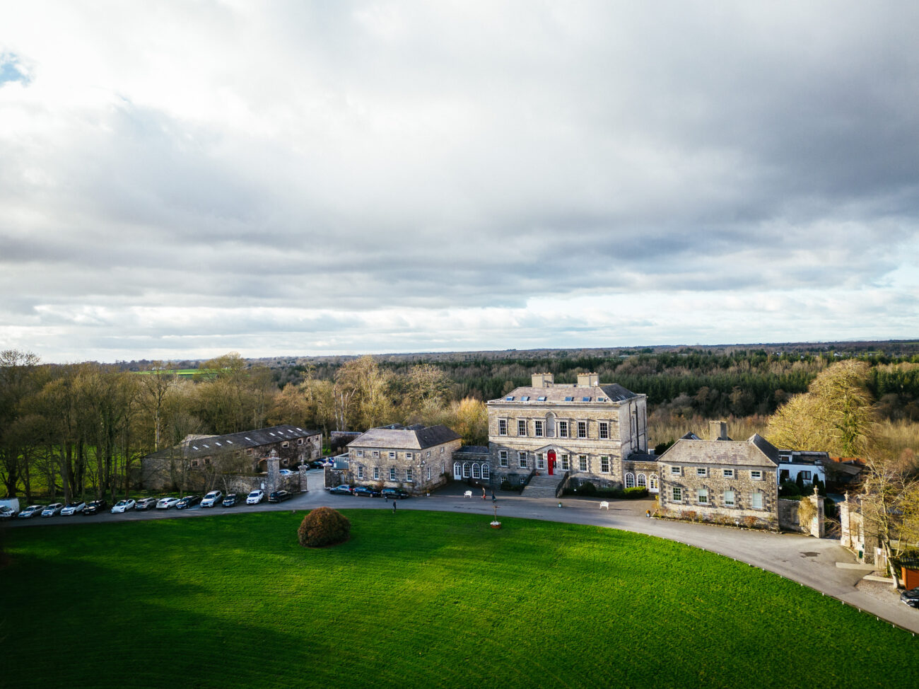 An aerial view of a large mansion - Bellinter House wedding