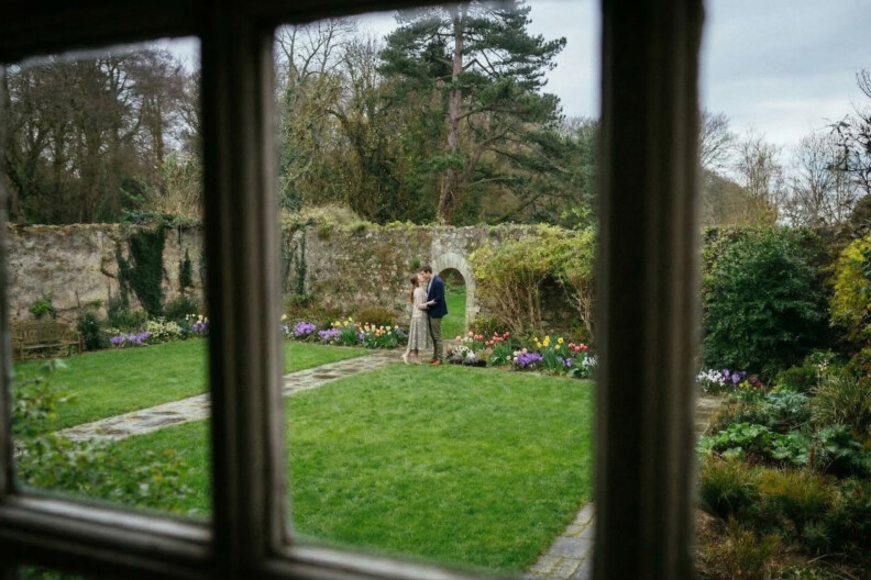 A couple in the walled garden of Howth Castle