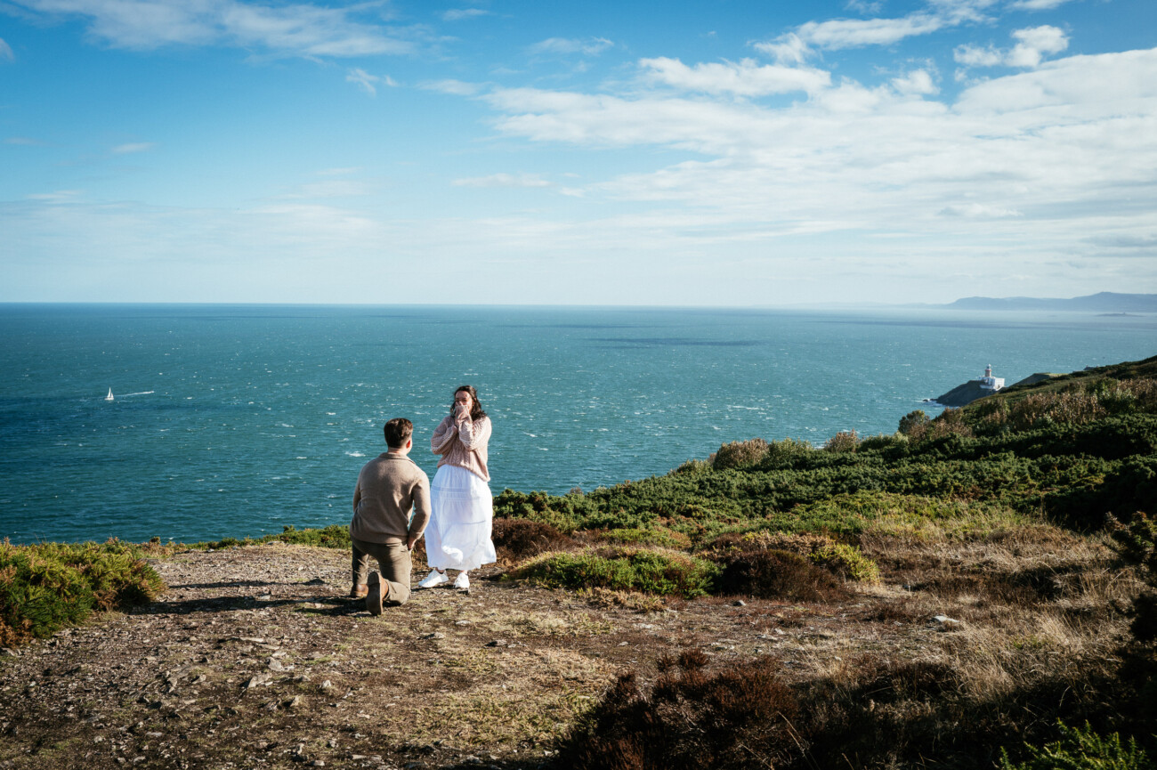 A Secret Proposal at Howth Cliffs & a Private Hour at Howth Castle: Joseph & Shannon's Engagement Shoot 1 secret proposal on Howth cliffs Dublin