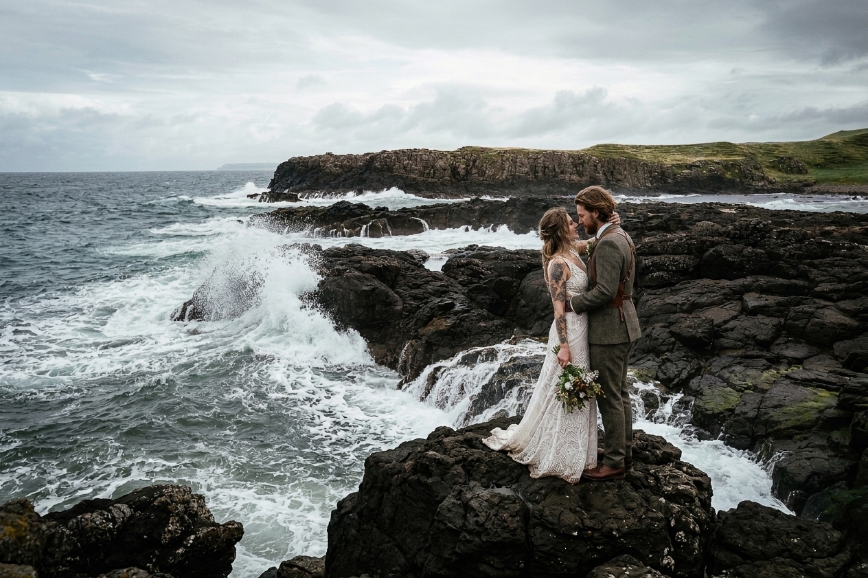 Eloping in Ireland 6 A couple's elopement portraits on the North Antrim coast